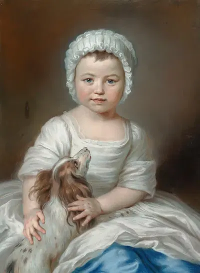 Portrait of Lord John Pelham-Clinton (1755-1781) as a child, with a Clumber spaniel by William Hoare of Bath, 1755-1781 —…