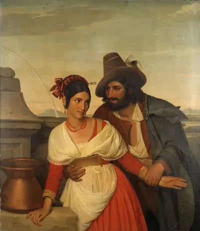 У фонтана by Адольф Бернар, 1836 — digital art print download