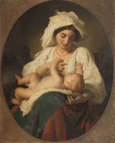 Женщина из Абруцци с сосущим ребенком by Альфред ван Муйден, 1850 — digital art print download