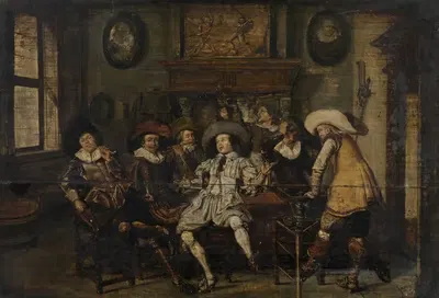 Компания, играющая музыку и пьющая в трактире by Дирк Халс, 1627 — digital art print download