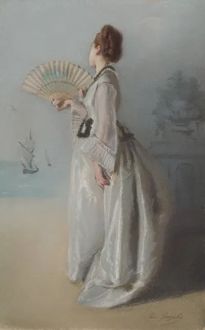 Дама с веером by Ева Гонсалес, 1869 -1870 — digital art print download