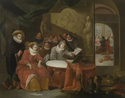 Elegant company by François Xaver Henri Verbeeck, 1701 — digital art print download