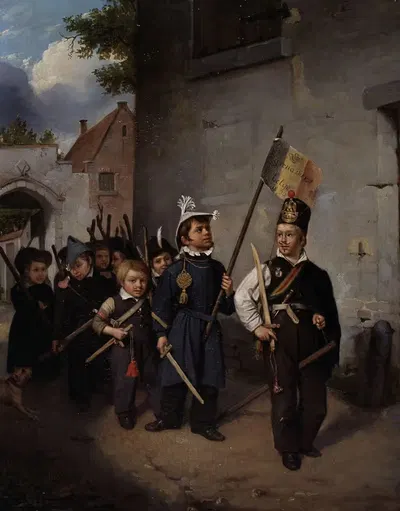 Дети, играющие в солдат by Анри Дилленс, 1830 — digital art print download