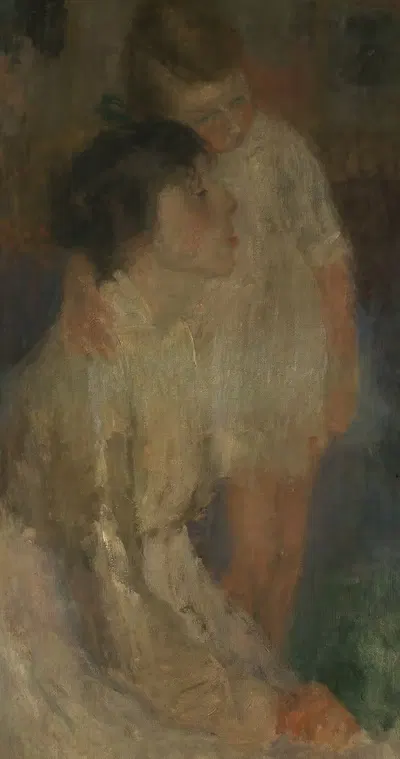 Tenderness or Portrait of Maria Ide and Suzanne Daeye, Cook and Daughter of the Artist by Hippolyte Daeye, 1917 — digital…