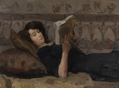 Meisje, lezend op een divan by Isaac Israëls — digital art print download
