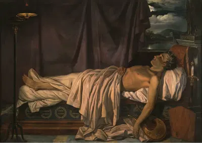 Лорд Байрон на смертном одре by Жозеф Дени Одевэр, 1826 — digital art print download