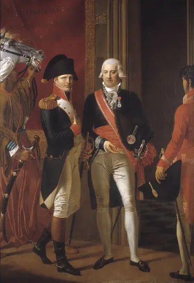 Мэр Де Кройзер принимает Наполеона Бонапарта в ратуше Брюгге, 1803 by Жозеф Дени Одевэр, 1807 — digital art print download