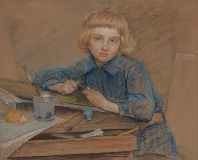 Изучение рисования; Портрет Ива Österlind, девять лет by Луиза Катрин Бресло, 1901 — digital art print download