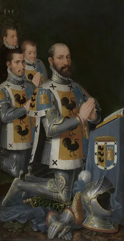 Портрет Яна Лопеса Гальо и его троих сыновей by Питер Пурбус, 1568 — digital art print download