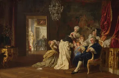 Людовик XVI и Мария Антуанетта с семьей в Версале (6 октября 1789) by Гюла Бенцур, 1872 — digital art print download