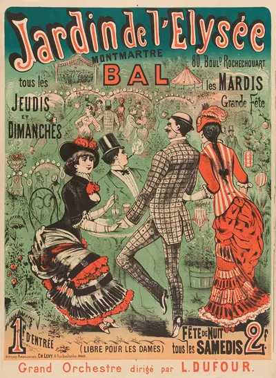 Jardin De L'elysée Montmartre 80, Bould. Rochechouart Bal by Imp. Charles Lévy, 1880-1881 — digital art print download