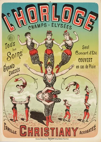 L'horloge Champs-Elysees Seul Concert D'eté Couvert En Cas De Pluie Tous Les Soirs Grand Succes Famille Christ by Imp.…