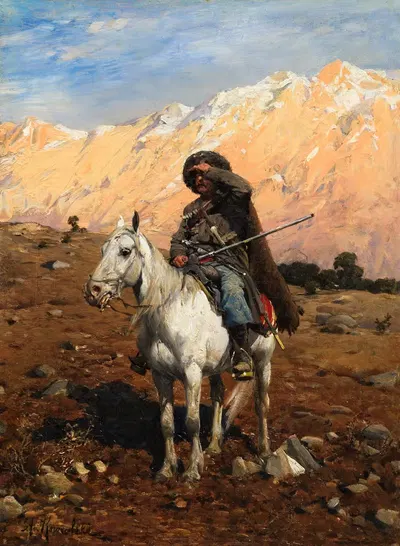 Кавказский всадник by Альфред фон Вирус-Ковальский, 1880 — digital art print download