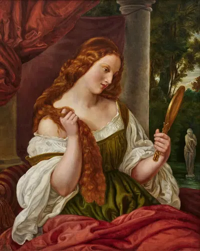Дама с зеркалом by Карл Фердинанд Зон, 1843 — digital art print download