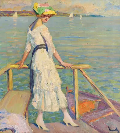 Вечер у озера by Эдвард Кукуэль, 1920 — digital art print download