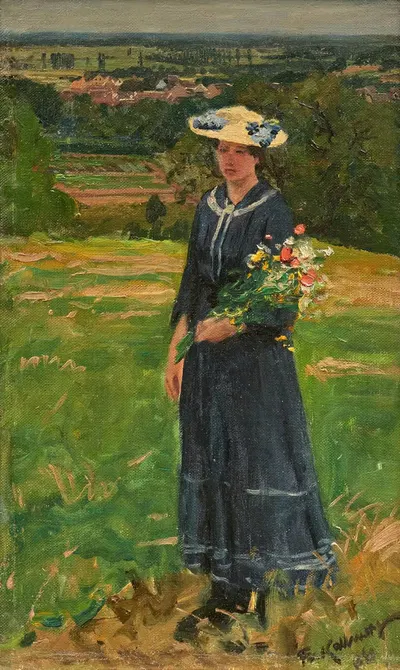 Хелен с букетом цветов by Фридрих Кальморген, 1900 — digital art print download