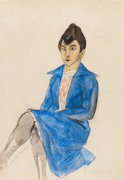 Женщина в синем платье by Рудольф Шлихтер, 1925 — digital art print download