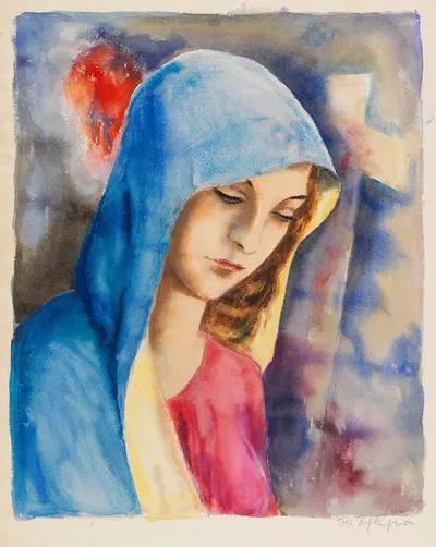 Женщина в синем плаще; Мадонна by Рудольф Шлихтер, 1928-1930 — digital art print download