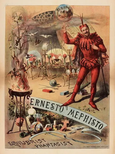 Ernesto Mephisto Equilibrist Phantasist by Адольф Фридлендер Лит., 1880-1890 — digital art print download