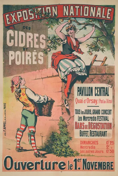 Exposition Nationale Des Cidres Et Poires Pavillon Central Quai D'orsay, (Pont De L'alma) by Lith. F. Appel, 1880-1890 —…