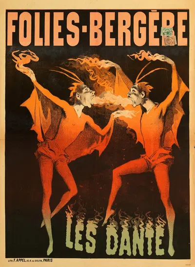 Folies-Bergere Les Dante by Lith. F. Appel, 1889 — digital art print download