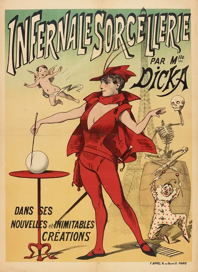 Infernale Sorcellerie Par Mlle Dicka Dans Ses Nouvelles Et Inimitables Creations by Lith. F. Appel, 1880-1890 — digital art…