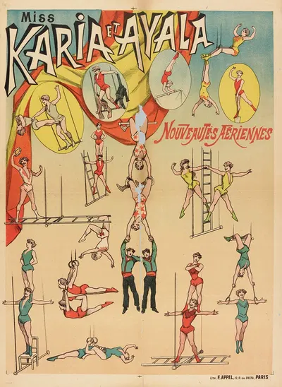 Miss Karia Et Ayala Nouveautes Aeriennes by Lith. F. Appel, 1880-1890 — digital art print download