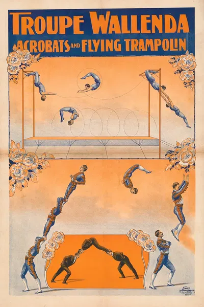 Troupe Wallenda, acrobats and flying trampolin by Адольф Фридлендер Лит., 1905 — digital art print download