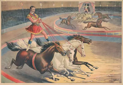 Standing bareback riders by Кэлверт Литографическая Компания — digital art print download