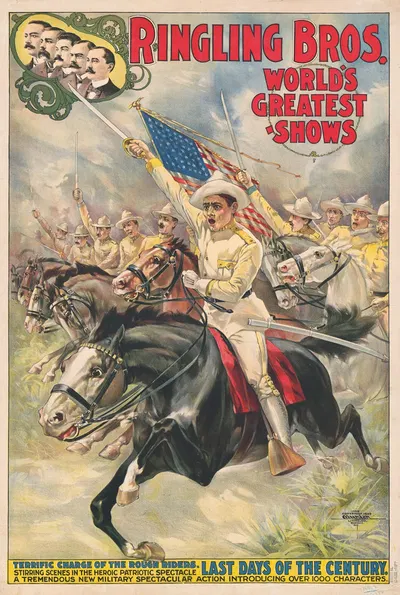 Ringling Bros. world's greatest shows. Terrific charge of the rough riders … Last days of the century by Курьер Лито. Ко.,…