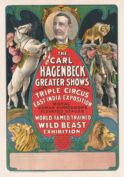 The Carl Hagenbeck greater shows… Triple circus. East India exposition… Wild beast exposition… by Courier Litho. Co., 1906…