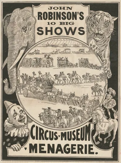John Robinson's 10 big shows. Circus – Museum – Menegarie … Novelties by Donaldson Lith. Co, 1900-1910 — digital art print…