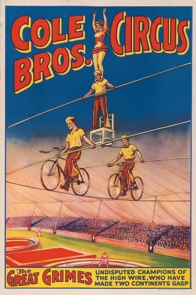 Cole Bros. Circus. The great Grimes undisputed champions of the high wire … by Erie Litho Co. — digital art print download