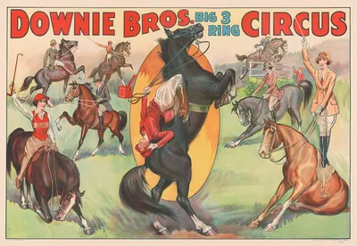 Downie Bros. big 3 ring circus by Erie Litho Co., 1930-1940 — digital art print download