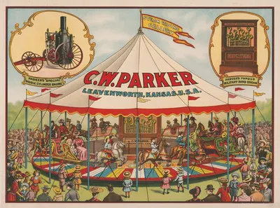 C.W. Parker … Steam riding gallery … 'Special' double cylinder engine … Military band organ by Riverside Printing Co.,…