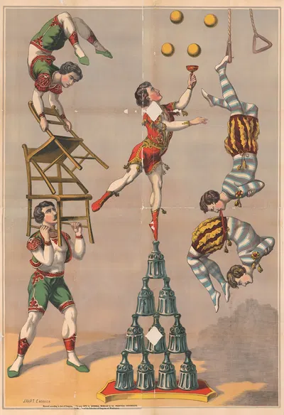 Acrobatic act by Рассел, Морган и Ко, 1870 — digital art print download
