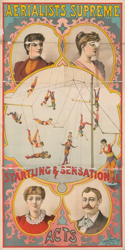Aerialists Supreme. Startling & sensational acts by Рассел, Морган и Ко, 1892 — digital art print download