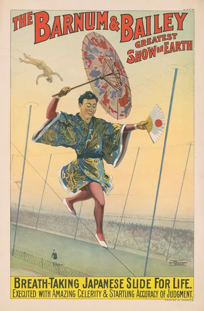 The Barnum & Bailey greatest show on earth Breath-taking Japanese slide for life by Стробридж и Ко. Лит., 1898 — digital…