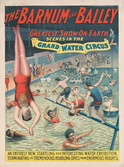 The Barnum & Bailey greatest show on earth Scenes in the grand water circus by Strobridge & Co. Lith., 1895 — digital art…