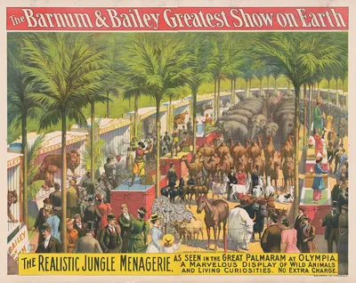 The Barnum & Bailey Greatest Show on Earth–The realistic jungle menagerie … by Strobridge & Co. Lith., 1897 — digital art…