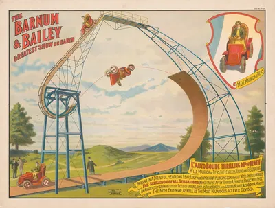 The Barnum and Bailey greatest show on earth–L'Auto Bolide thrilling dip of death by Strobridge & Co. Lith., 1905 — digital…