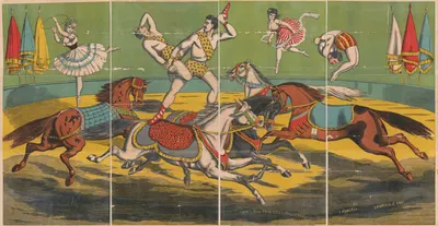 Acrobatic acts on horseback by Torrey Brothers, 1872 — digital art print download