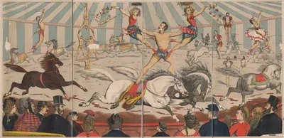 Acrobats on horseback by Уоррен, Джонсон и Ко, 1870 — digital art print download