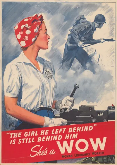 'The girl he left behind' is still behind him–She's a WOW by Adolph Treidler, 1943 — digital art print download