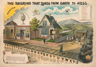 The railroad that leads from earth to hell by Andrew B. Graham, Lith., 1894 — digital art print download