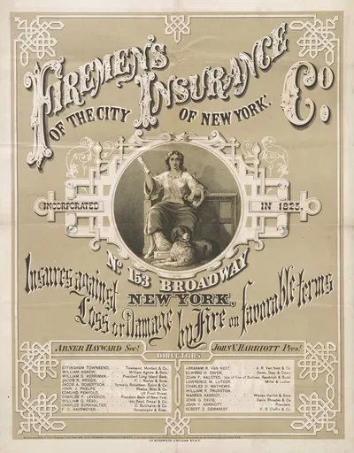 Firemen's Insurance Co. of the city of New York by L.H. Biglow & Co, 1866 — digital art print download
