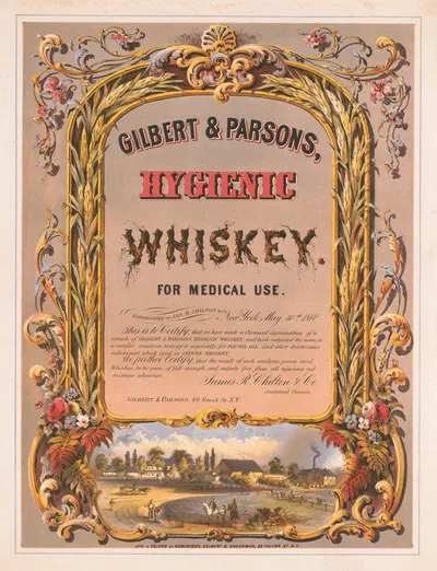 Gilbert & Parsons, hygienic whiskey–for medical use by Робертсон, Зиберт и Ширман, 1860 — digital art print download