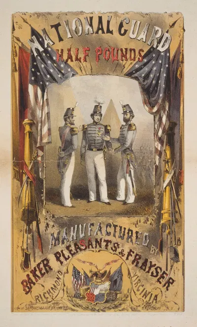 National Guard half pounds. Manufactured by Baker Pleasants & Frayser, Richmond, Virginia by Сарони, Мэйор и Кнапп Лит.,…