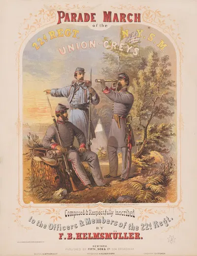 Parade of the 22d regt. N.Y.S.M. Union Greys by Сарони, Мэйор и Кнапп Лит., 1862 — digital art print download