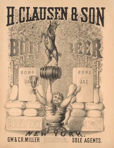 H. Clausen & Son brewery, 47th St. & 2nd Av. New York – bock beer by Братья Виттеман, 1879 — digital art print download